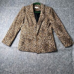 LOFT Petites Leopard Print Blazer Jacket Women’s Size 2P Tan Black